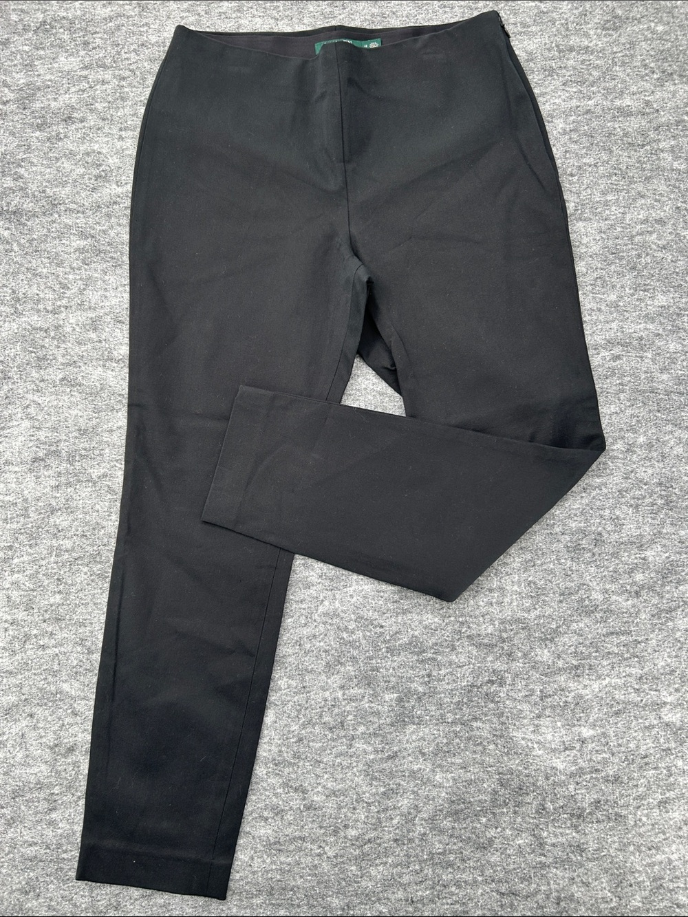 Lauren Ralph Lauren Black Pull-On Ankle Pants Size 12 Stretch Slim Career